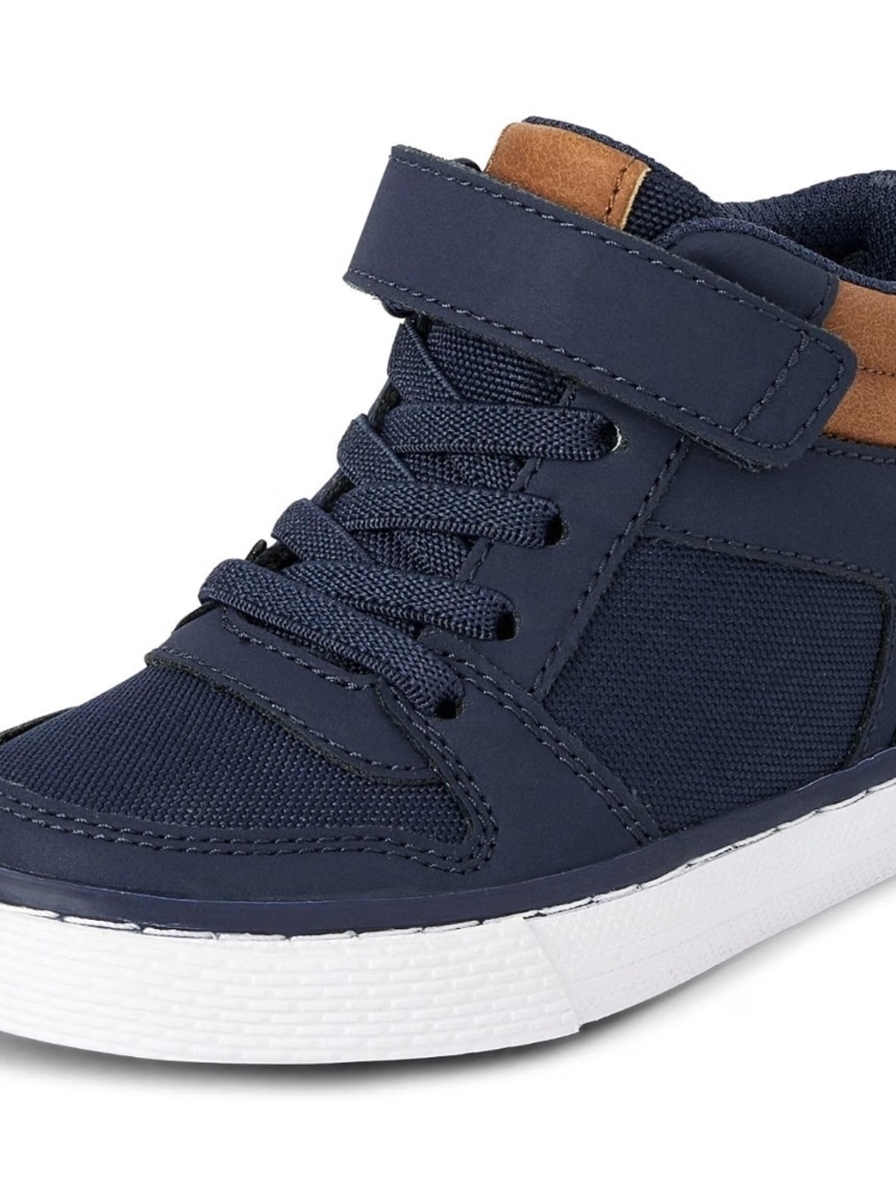 Kids Navy High-Top Sneaker with Brown Accent - Cat$Jack